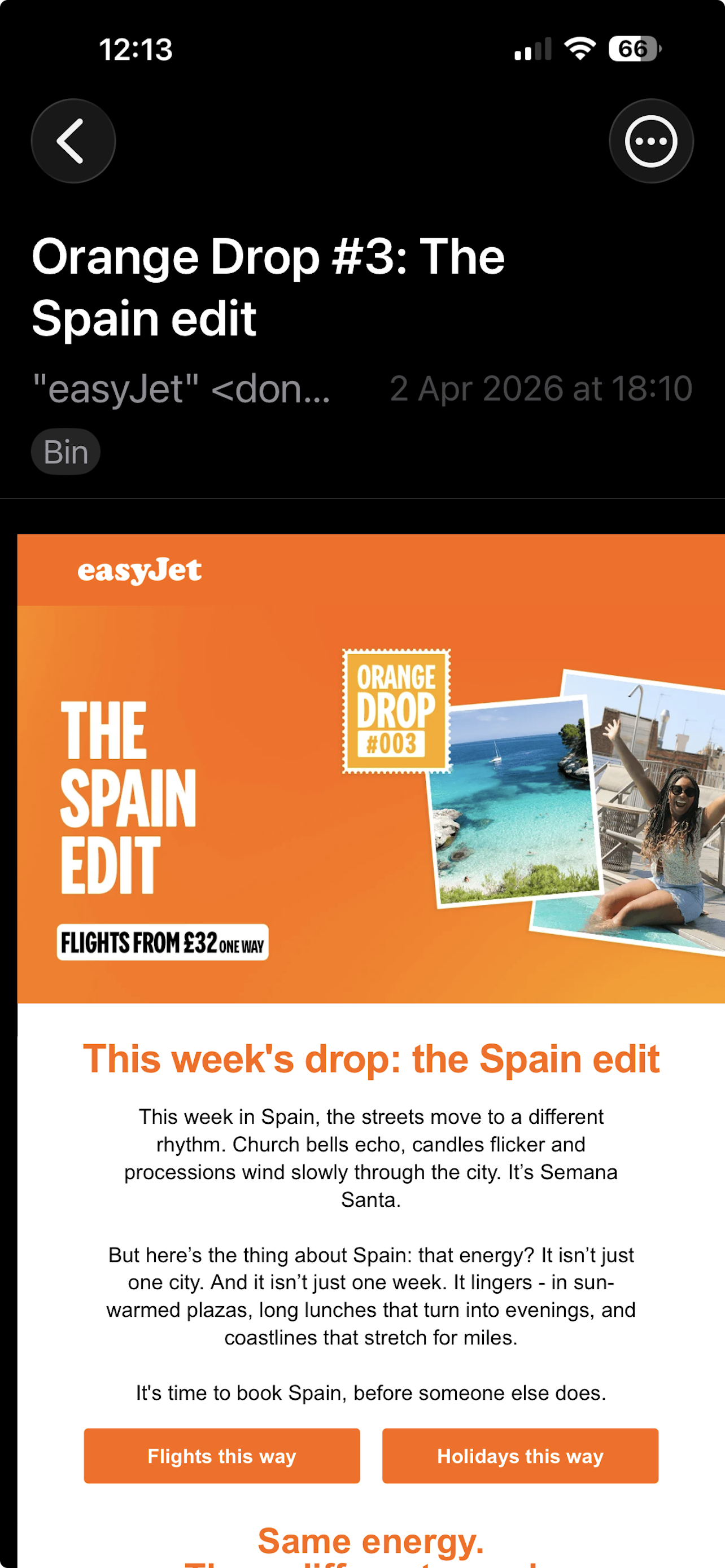 An email opened inside MailSearch, showing the full message content
